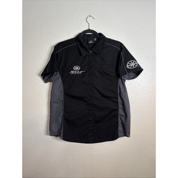 Tops - Star Motorcycles Shirt Women's Large Embroidery Button Up Short Sleeve Yamaha